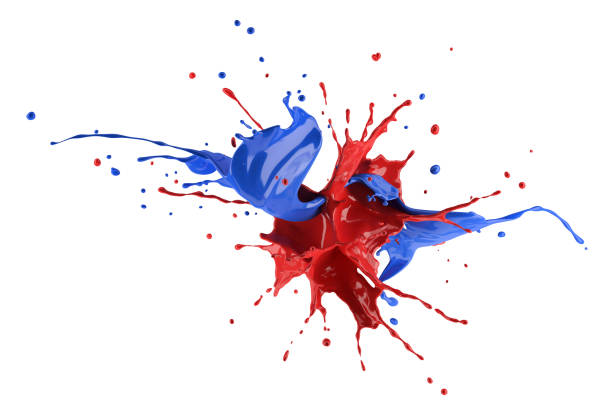 istock Red and blue paint splash explosion, splashing against each other. 1093730412