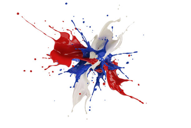 istock Red, white and blue paint splash explosion, splashing against one another. 1093730452