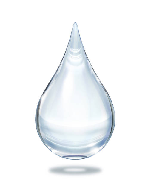 Water drop close up view isolated on white background.