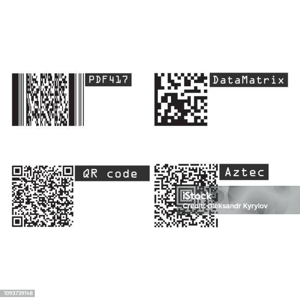 Type:board Code Universal Product Code Barcode Types Realistic Set Vector Illustration ...