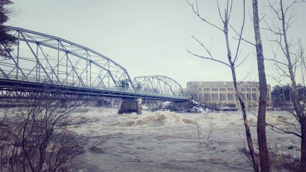 View of the electric dam in downtown Drummondville located on the Saint-François River