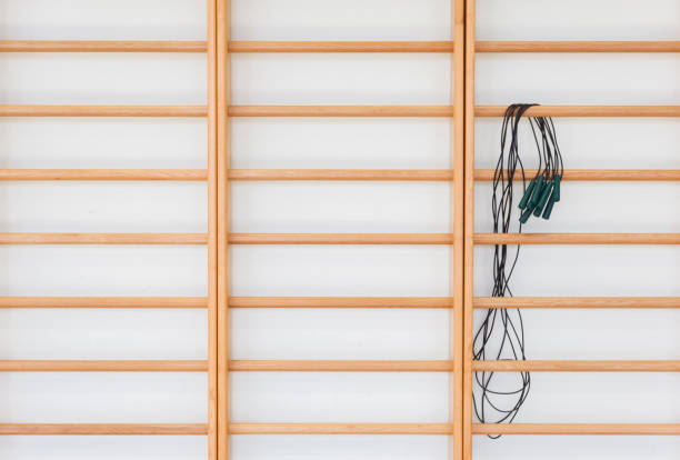 istock Wall bars and jump rope in the school gymnastic hall 1093740320