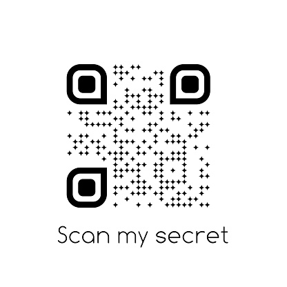 Vector illustration of Qr-code. Scanned Qr code reads I love you with hearts, valentine sticker, t-shirt graphic, greeting card, valentine's day. vector