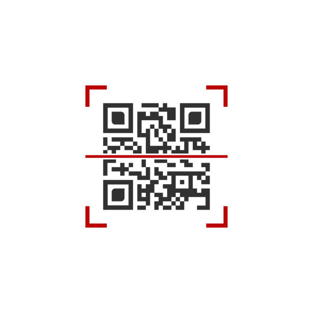 Red Ghost Code Qr 80+ Barcode Icon With Red Laser Beam Vector Illustration Stock ...