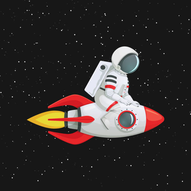istock Astronaut sitting astride the rocket ship holding onto the ship with both hands. 1093742996