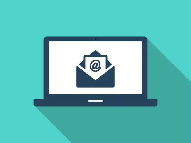 Vector illustration of Laptop computer with an envelop and email icon - Vector