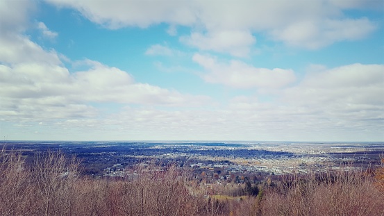 Distant view of the Victoriaville region in the Centre-du-Québec in Quebec.