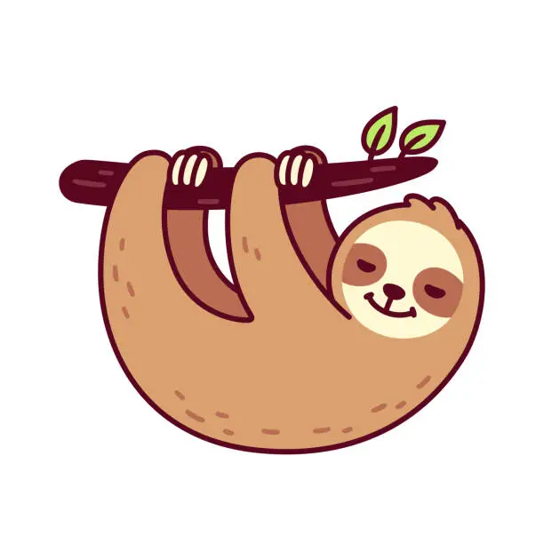 Vector illustration of Cute hanging sloth