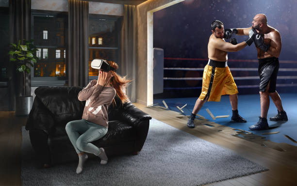 istock Woman in VR Glasses. Virtual Reality with Boxing 1093761618