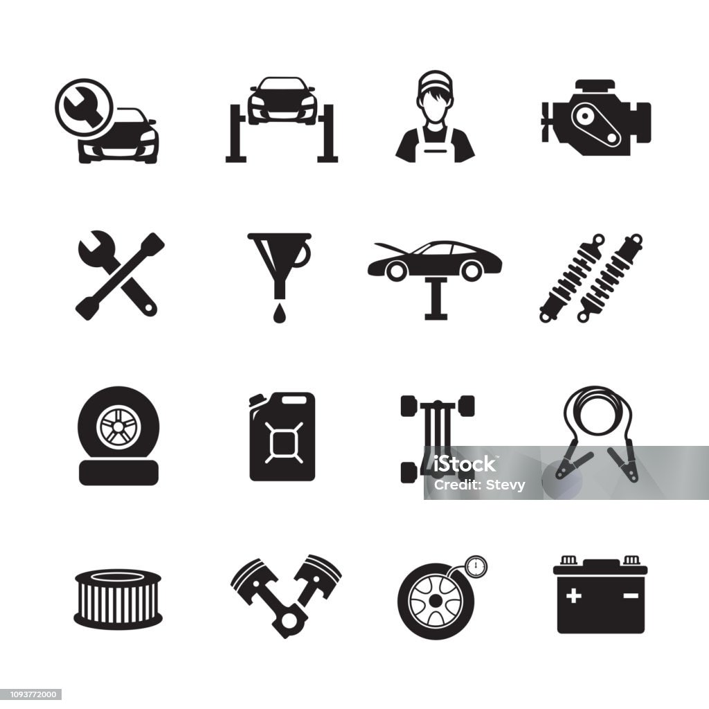 Car service icon Car service icon, Set of 16 editable filled, Simple clearly defined shapes in one color. Icon Symbol stock vector