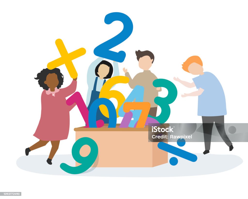 Kids learning numbers and mathematics Mathematics stock vector