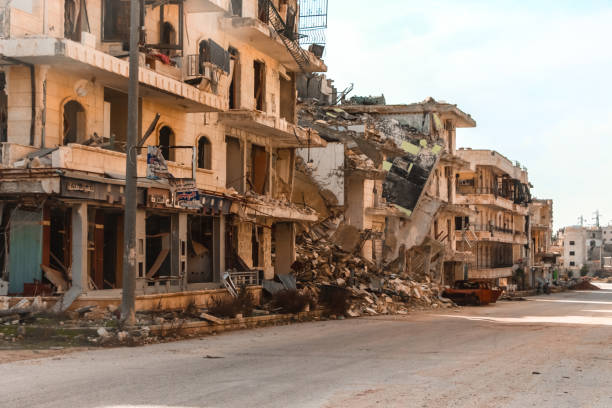 The aftermath of the war in Aleppo Syria stock photo