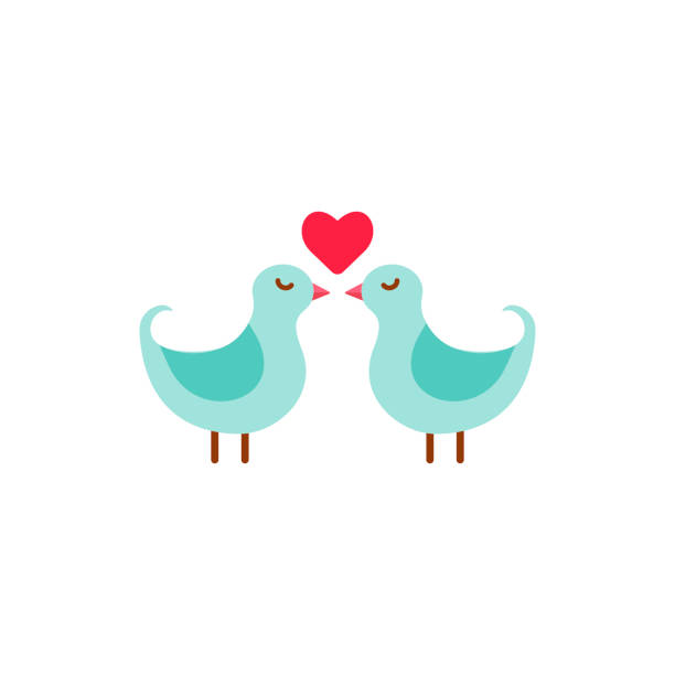 istock Vector Cute Couple Of Birds With Heart. 1093810608