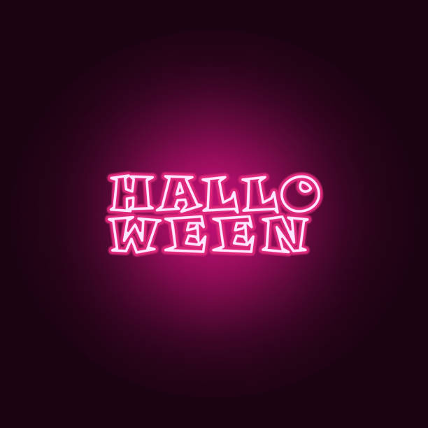 istock Halloween word decorative icon. Elements of Halloween in neon style icons. Simple icon for websites, web design, mobile app, info graphics 1093810674