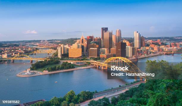 Panoramic View Of Pittsburgh And The 3 Rivers Stock Photo - Download Image Now - Pittsburgh, Pennsylvania, Urban Skyline