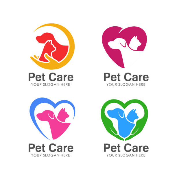 ilustrações de stock, clip art, desenhos animados e ícones de pet love symbols design. pet care symbols design - heart shape animal heart love symbol