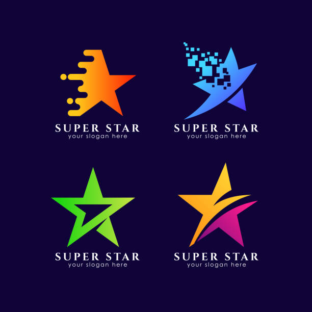 ilustrações de stock, clip art, desenhos animados e ícones de star symbols template in gradient color style - celebrities