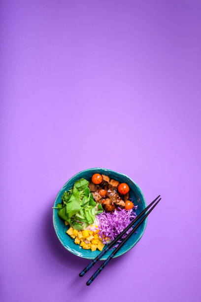 istock Hawaiian poke bowl with rice, beef.Asian kitchen. 1093815398