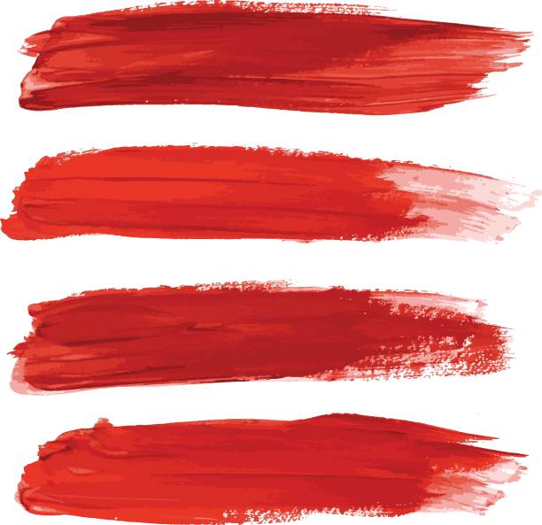 Set of red stroke brushes isolated on white Set of red stroke brushes isolated on white acrylic painting stock illustrations