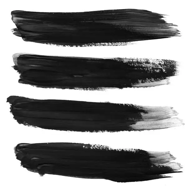 Set of black stroke brushes isolated on white