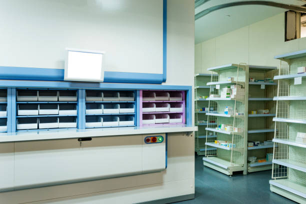 istock Many shelves in hospital pharmacy 1093841844