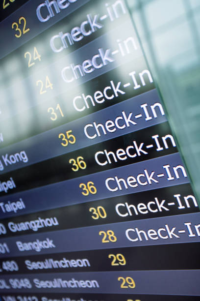 istock Flight numbers and departure status at digital display in airport 1093842076