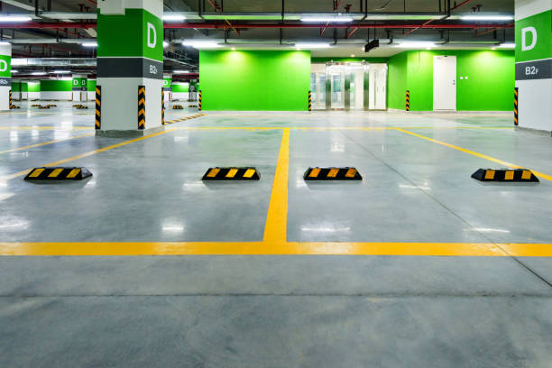 Empty parking garage in hospital