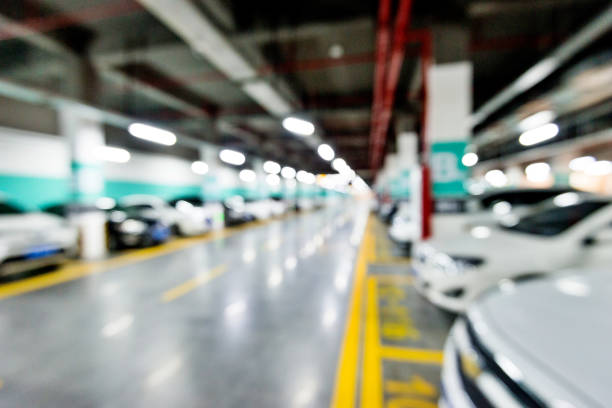 istock Abstract blur of parking garage 1093844670