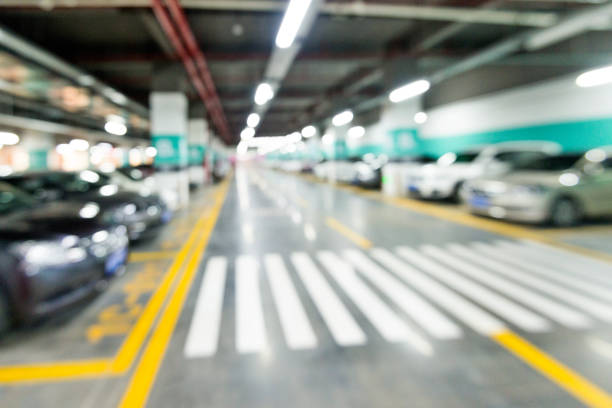 istock Abstract blur of parking garage 1093844752