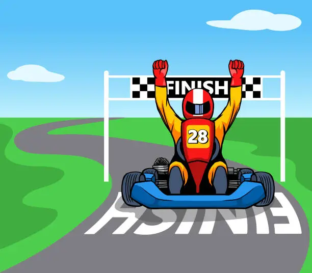 Vector illustration of Racer Passing The Finish Line