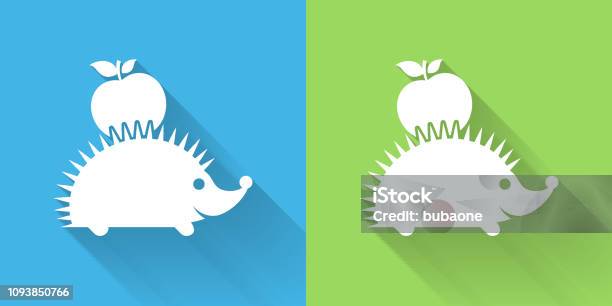 Hedgehog Icon With Long Shadow Stock Illustration - Download Image Now - Apple - Fruit, Animal, Blue