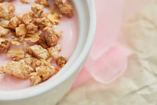 healthy breakfast with crunchy stock photo