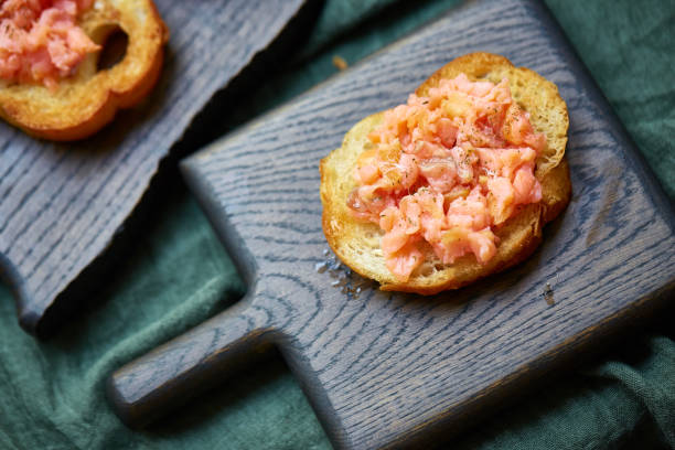 a sandwich with  salmon stock photo