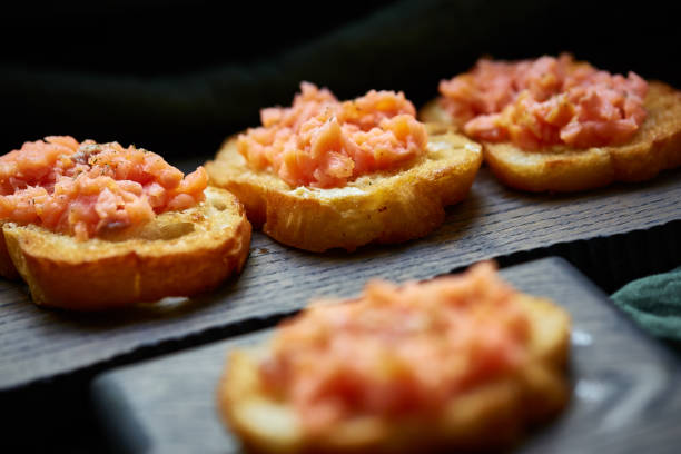 a sandwich with  salmon stock photo