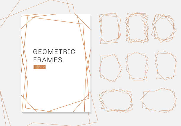 金の幾何学的多面フレーム コレクションです。結婚式招待状の高級テンプレート アールデコ スタイル - art deco点のイラスト素材／クリップアート素材／マンガ素材／アイコン素材