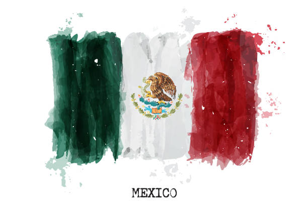 istock Watercolor painting flag of Mexico . Vector 1093860152