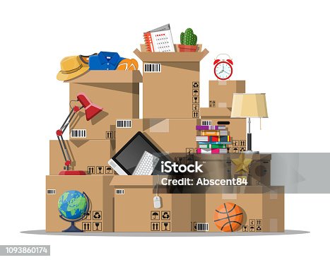 istock Moving to new house. Family relocated to new home. 1093860174