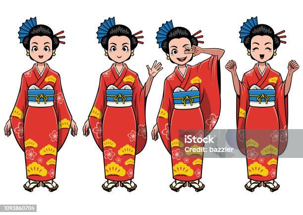 Traditional Japan Girl Character Set Stock Illustration - Download Image  Now - Adult, Ancient, Art - iStock