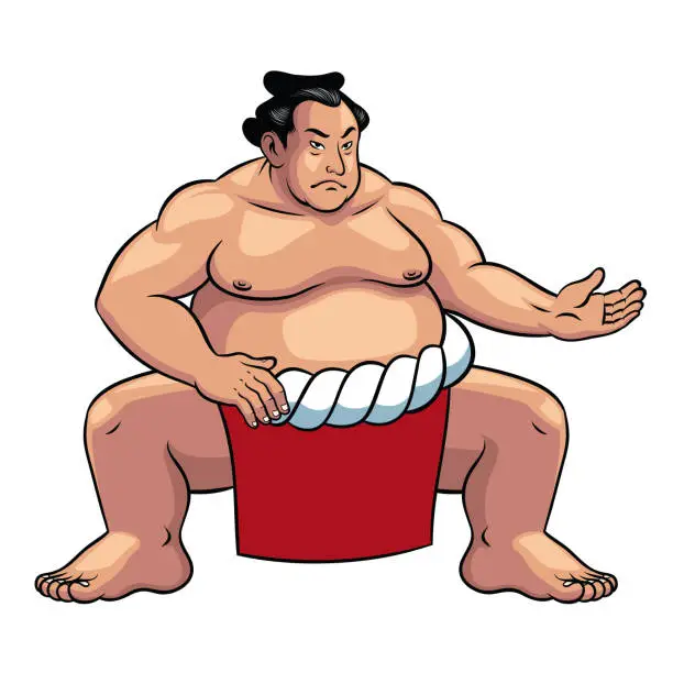 Vector illustration of sumo wrestler of japan