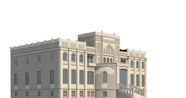 istock Original design Middle East building isolated on white background 3d illustration 1093864576
