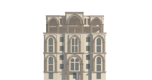 istock Original design Middle East building isolated on white background 3d illustration 1093864642