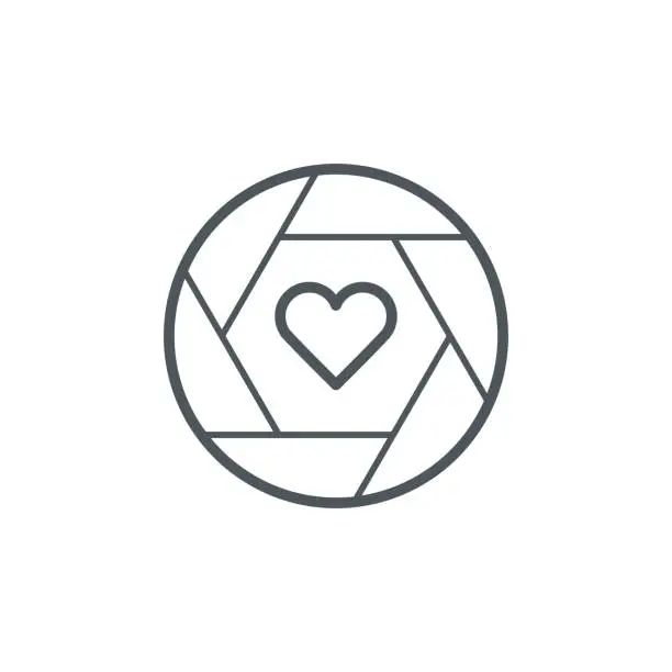 Vector illustration of shutter with heart icon