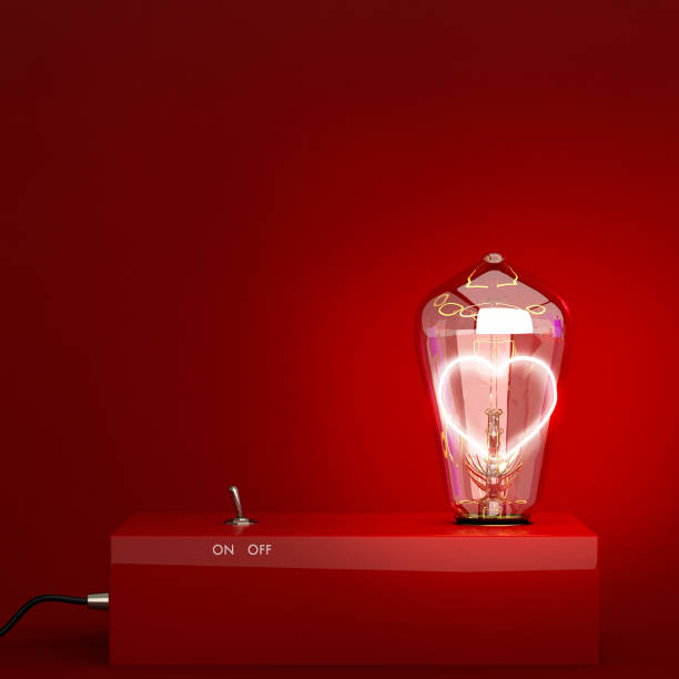 bulb of love for valentine's day,3d rendering,3d illustration