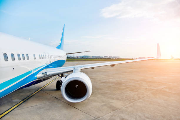 istock The airplane landing at airport 1093869694