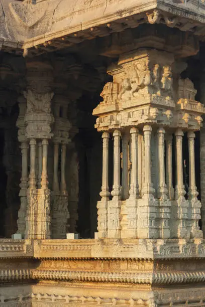 Musical pillars at Vittala Temple at Hampi, Karnataka, India