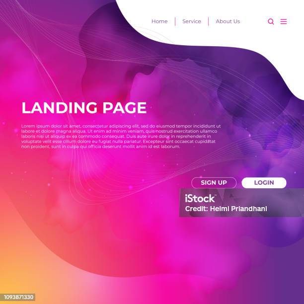 Website Template Design And Landing Page Stock Illustration - Download Image Now - Abstract, Blue, Business