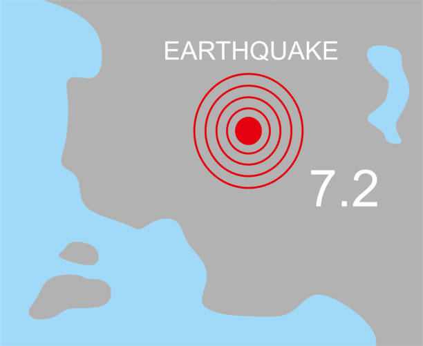 zentrum des erdbebens auf karte - erdbeben türkei stock-grafiken, -clipart, -cartoons und -symbole
