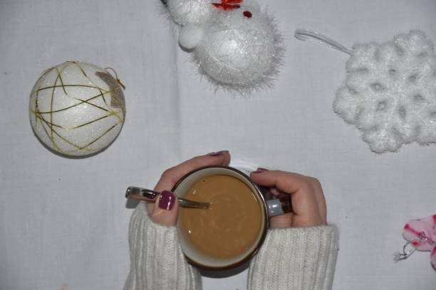 istock Christmas home composition with decoration and coffe 1093880846