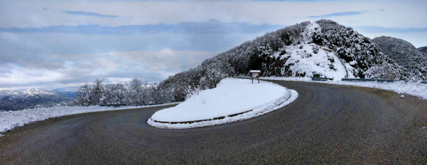 istock Winter road with snow 1093885860