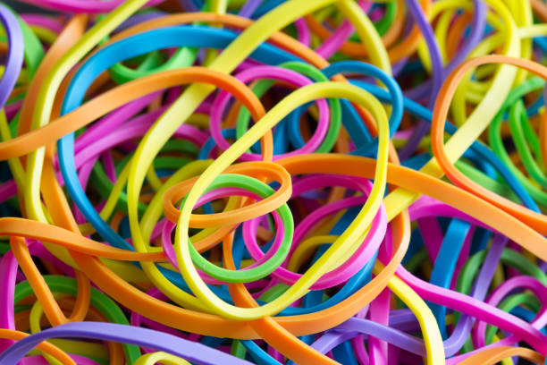 Rubber band colorful abstract background texture closeup macro